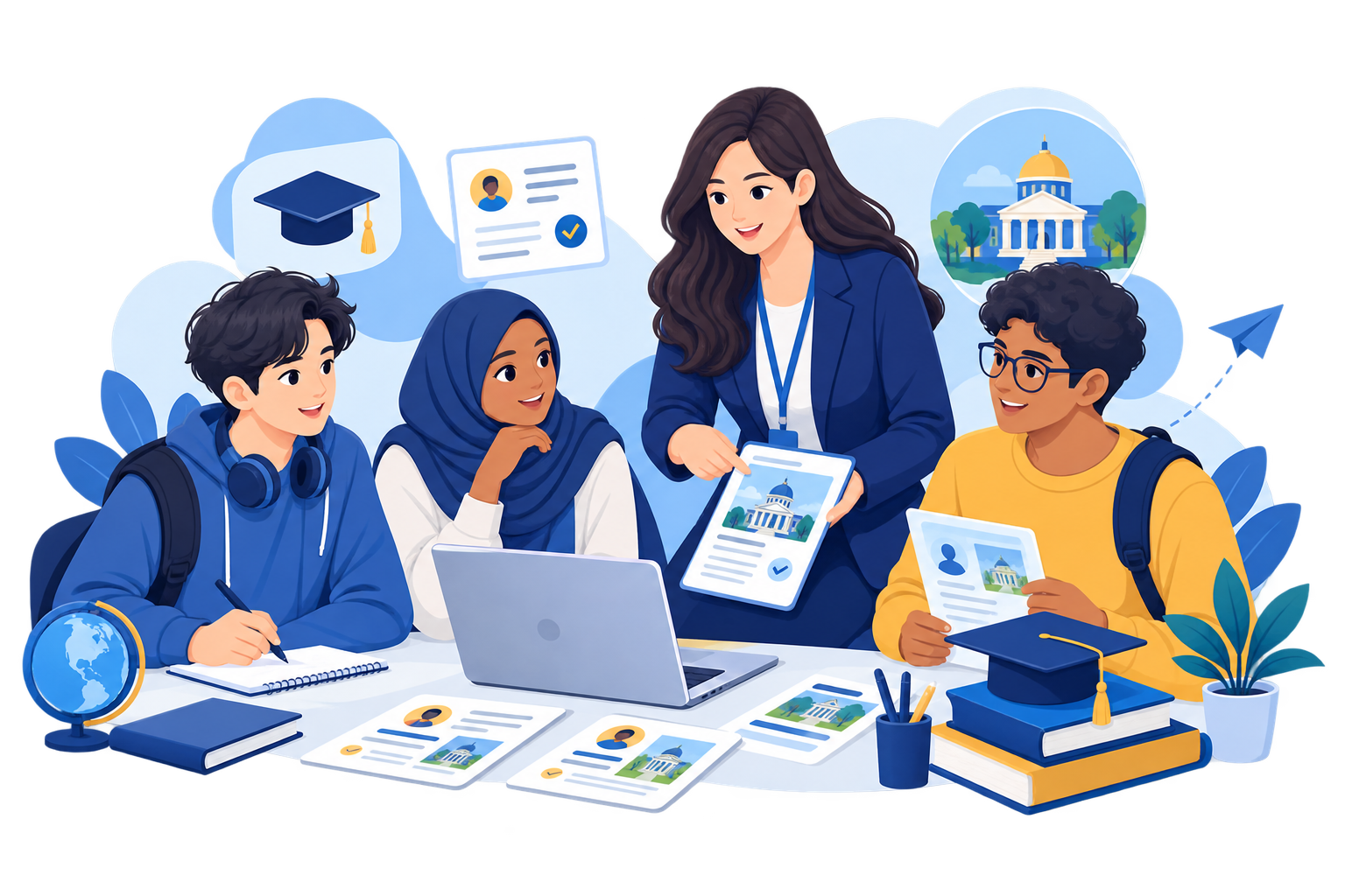 International students receiving university application guidance